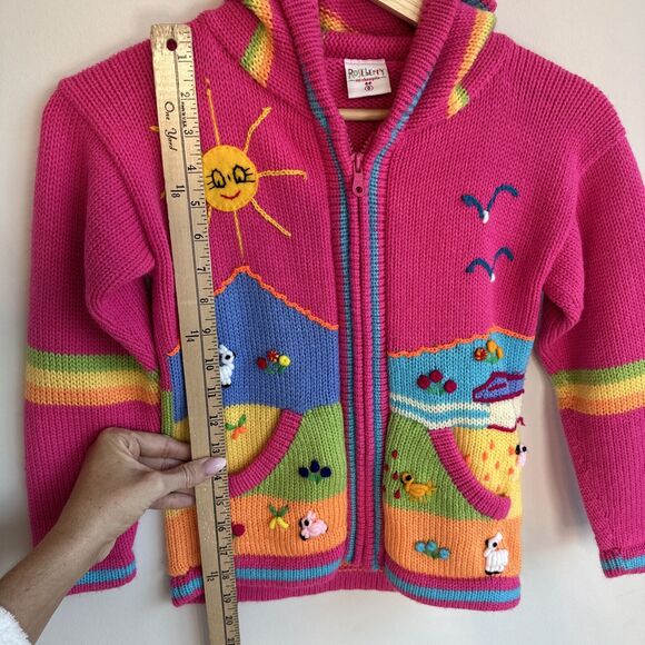 Roseberry Mi Chompita Peruvian Toddler Hooded Full Zip Sweater Hand Embroidered - Picture 9 of 10